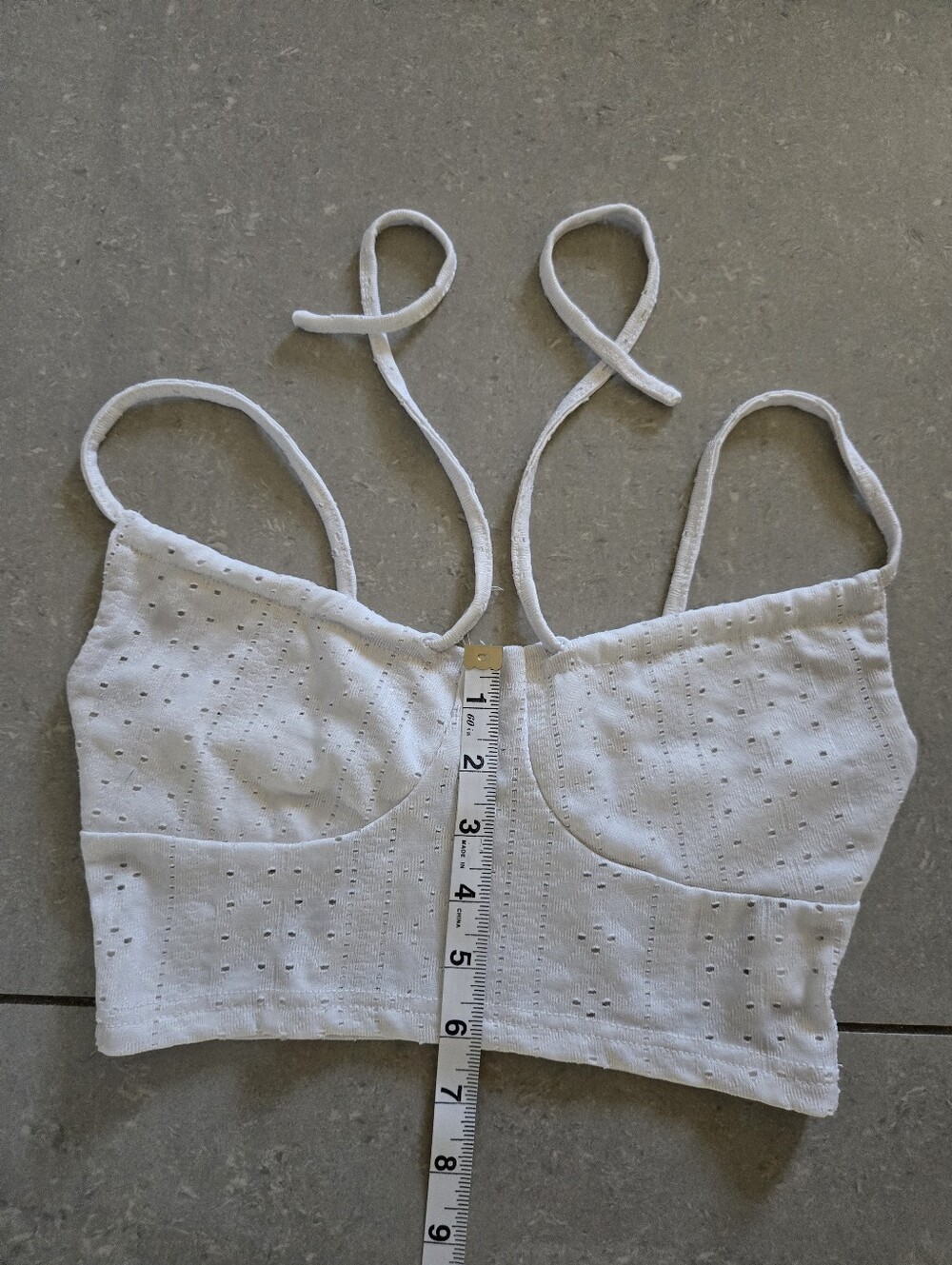 SHEIN White Eyelet Spaghetti Strap Crop Top